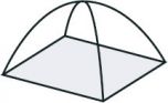 Самая простая модель палатки — это две дуги «крест на крест» и один вход.